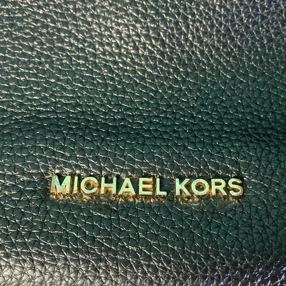 Michael Kors Matilda Black Pebbled Leather Handbag with Gold Accents 12 X 14”